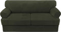 H.VERSAILTEX Sofa Cover 3 Piece T Cushion Sofa Slipcovers Thick Velvet Couch Cover Stretch T Cushion Sofa Covers for 2 Cushion Couch with 2 Individual T Cushion Covers, Olive