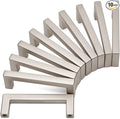KOOFIZO Solid Square Bar Cabinet Handle - Brushed Nickel Furniture Pull, 3 Inch/76mm Screwhole Distance, 10-Pack for Kitchen Cupboard Door, Bedroom Dresser Drawer, Bathroom Wardrobe Hardware
