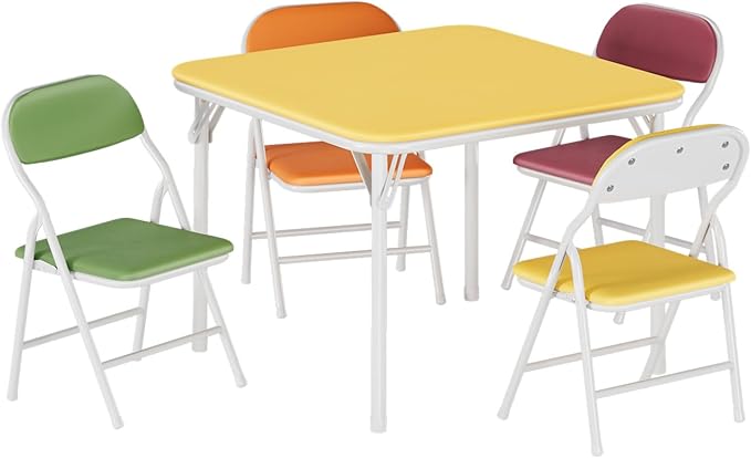 IDEALHOUSE 5 Piece Boys Girls Folding Table and Chairs Set, Activity Table and Chairs Set for Dining Room,Daycare,Classrooms