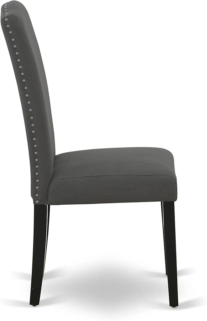 East West Furniture LGEN7-BLK-20 7 Piece Kitchen Table Set Consist of a Rectangle Dining Table with Butterfly Leaf and 6 Dark Gotham Linen Fabric Parson Chairs, 42x84 Inch, Black