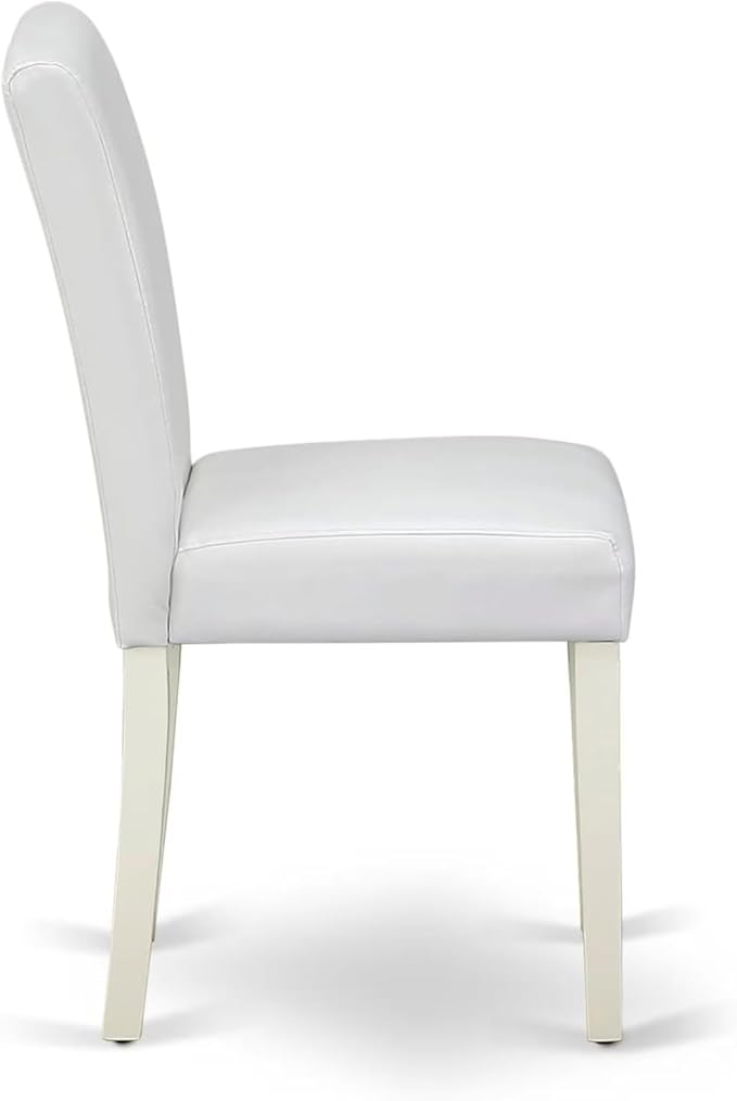 East West Furniture V077AB264-5 5 Piece Dinette Set for 4 Includes a Rectangle Dining Table with V-Legs and 4 White Faux Leather Parson Dining Room Chairs, 40x72 Inch, Multi-Color