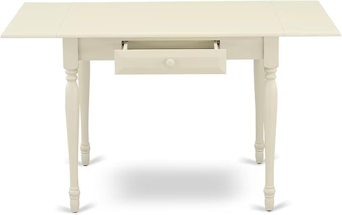 East West Furniture MZCL3-LWH-W 3 Piece Dinette Set for Small Spaces Contains a Rectangle Dining Table with Dropleaf and 2 Dining Chairs, 36x54 Inch, Linen White