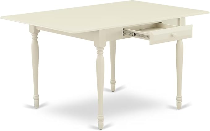 East West Furniture MZDA3-LWH-W 3 Piece Dining Room Furniture Set Contains a Rectangle Kitchen Table with Dropleaf and 2 Dining Chairs, 36x54 Inch, Linen White