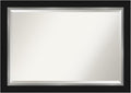 Amanti Art Black Bathroom Mirror for Over Sink, 30x42 Eva Black Silver Rectangle Vanity Mirror, Large Modern Contemporary Frame, Hangs Horizonally and Vertically, Bathroom Wall Decor, Beveled Edge