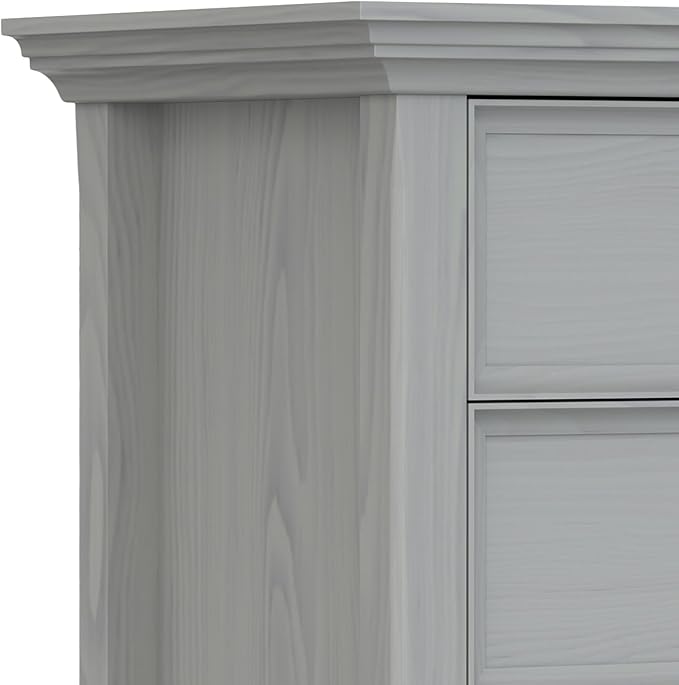 SIMPLIHOME Amherst SOLID WOOD 24 Inch Wide Traditional Bedside Nightstand Table in Fog Grey, For the Living Room and Bedroom