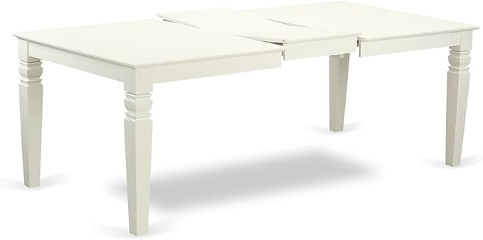 East West Furniture LGCL5-LWH-C 5 Piece Kitchen Table & Chairs Set Includes a Rectangle Dining Table with Butterfly Leaf and 4 Linen Fabric Dining Room Chairs, 42x84 Inch, Linen White