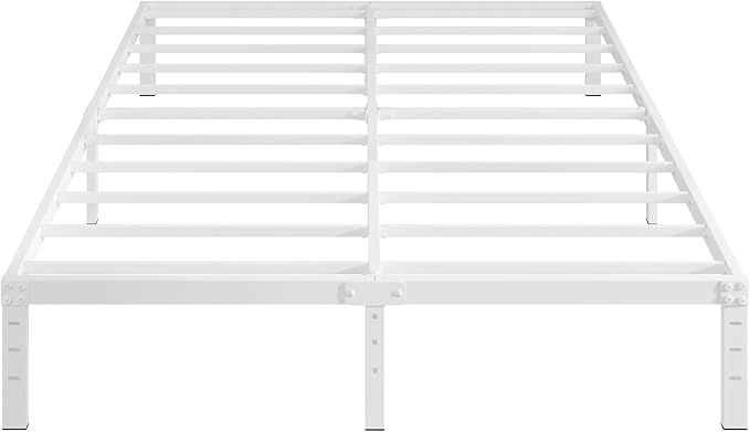 12 Inch White King Size Bed Frame, Heavy Duty King Size Platform Bed Frame, Mattress Foundation, No Box Spring Needed, Easy Assembly, Noise-Free