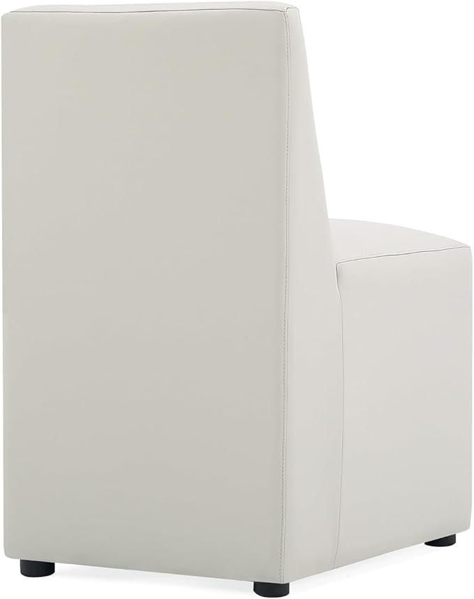 Manhattan Comfort Anna Square Modern Dining Chair with Head to Toe Faux Leather Upholstery and Plastic Foot Padding, Luxury Accent Furniture, Set of 1, Stone Grey