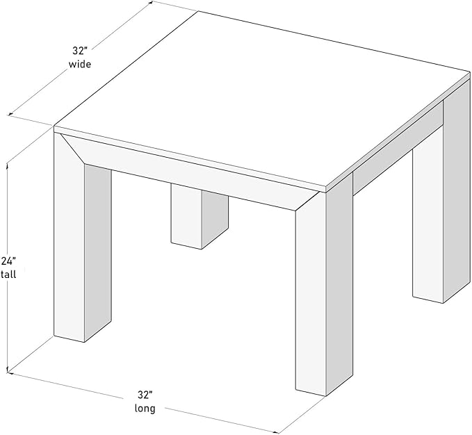 Plank+Beam Modern Square Corner Table, 32", Slim Side Table for Living Room, Mini End Table for Small Spaces, Bedside Night Stand, Pecan Wirebrush