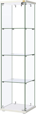 VIVOHOME 4 Layers 15.7''W x 15.7''D x 62.6''H Glass Display Cabinet Countertop Showcase with Lock, 5mm Tempered Glass 25mm MDF Base