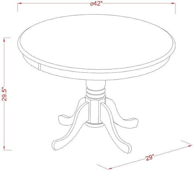 East West Furniture HLAD5-LWH-LC 5 Piece Dinette Set for 4 Includes a Round Dining Table with Pedestal and 4 Faux Leather Dining Room Chairs, 42x42 Inch, Linen White