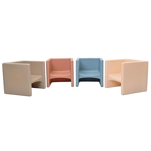 Children's Factory 3-in-1 Cube Chair for Kids, Flexible Seating Classroom Furniture, 4-Pack, Elements Colorway