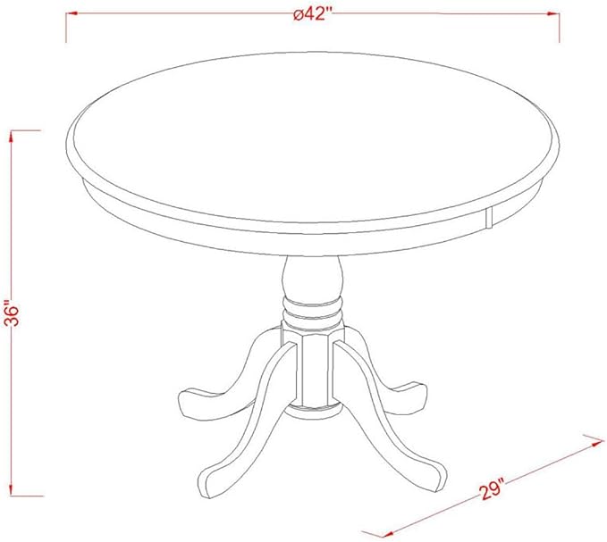 East West Furniture TRCH3-BLK-C 3 Piece Counter Height Dining Set for Small Spaces Contains a Round Kitchen Table and 2 Linen Fabric Dining Room Chairs, 42x42 Inch, Black & Cherry