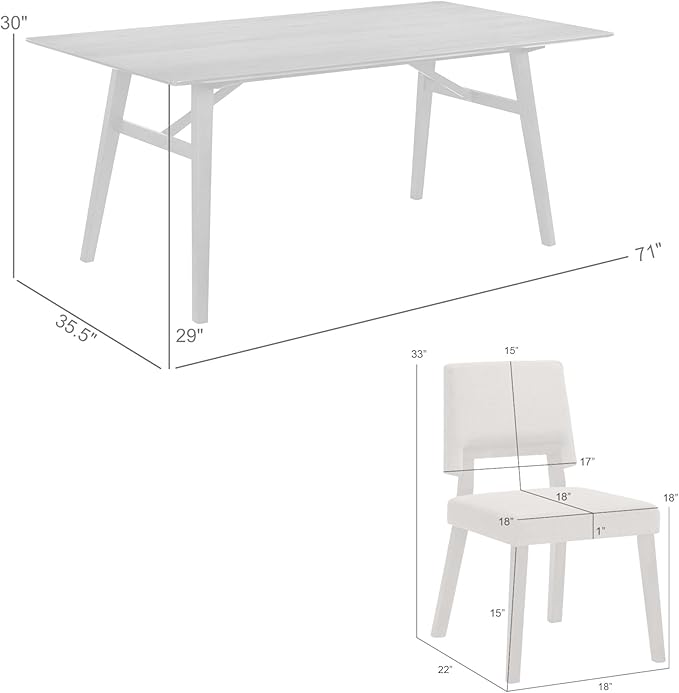 Armen Living Channell Mid Century Modern 5 Piece Black Wood Dining Table Set with Charcoal Fabric