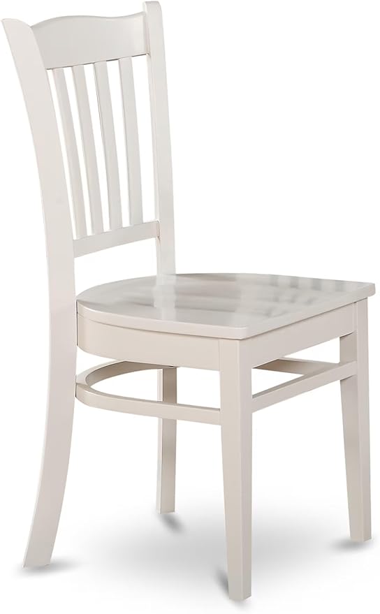 East West Furniture ANGR3-LWH-W 3 Piece Kitchen Table & Chairs Set Contains a Round Dining Room Table with Pedestal and 2 Solid Wood Seat Chairs, 36x36 Inch, Linen White