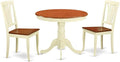 East West Furniture ANAV3-WHI-W 3 Piece Dinette Set for Small Spaces Contains a Round Dining Room Table with Pedestal and 2 Kitchen Dining Chairs, 36x36 Inch, Buttermilk & Cherry