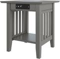 AFI, Mission End Table with Charging Station, Grey