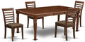 East West Furniture DOML5-MAH-C 5 Piece Dining Room Table Set Includes a Rectangle Kitchen Table with Butterfly Leaf and 4 Linen Fabric Upholstered Dining Chairs, 42x78 Inch, Mahogany