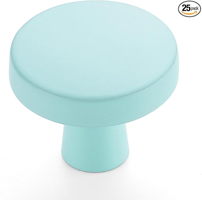 Ravinte 25 Pack Drawer Pulls 1-1/4 Inch Kitchen Cabinet Knobs Solid Round Dresser Drawer Knobs Green Dresser Knobs Drawer Knobs Simple Cabinet Hardware for Cupboard Drawer Pulls