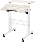 soges 23.6inches Height Adjustable Desk Laptop Desk on The Wheels, Rolling Stand Up Desk Computer Desk Adjustable Standing Desk Sit and Stand Desk Portable Laptop Table, Beige