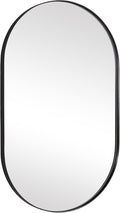 ANDY STAR Black Oval Mirror, 24x36 Oval Black Mirror in Stainless Steel Metal Frame for Bathroom, Entryway, Living Room, Contemporary 1" Deep Set Design Wall Mount Hangs Vertical or Horizontal