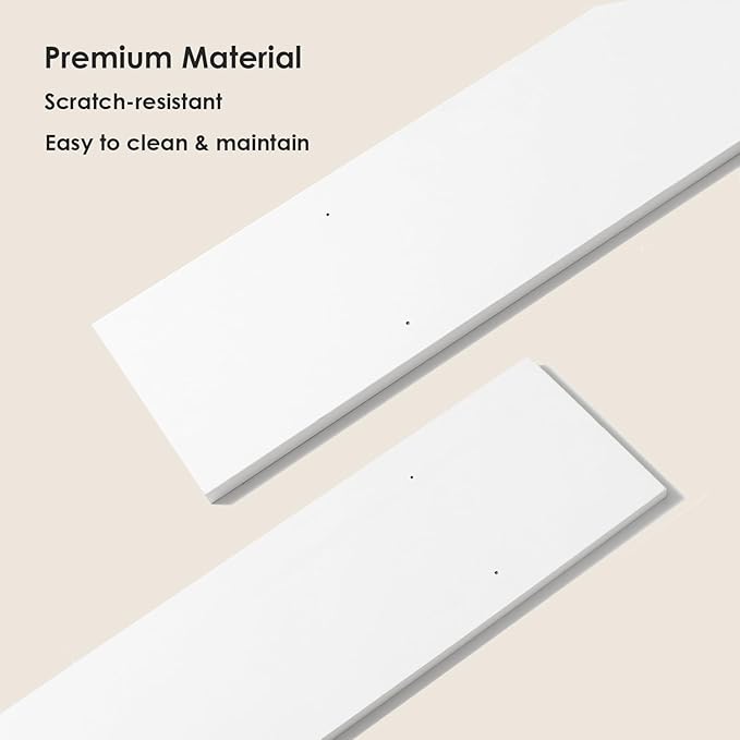 DINZI LVJ Long Wall Shelves, 47.3 Inch Large Floating Shelves Set of 2, Wide Display Shelf Wall Mounted with Brackets, Easy Hanging for Living Room, Toilet, Office, Bedroom, White