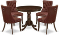 East West Furniture ANDA5-AWA-26 5 Piece Kitchen Table Set Includes a Round Dining Table with Pedestal and 4 Polyester Fabric Upholstered Parson Chairs, 36x36 Inch, Antique Walnut