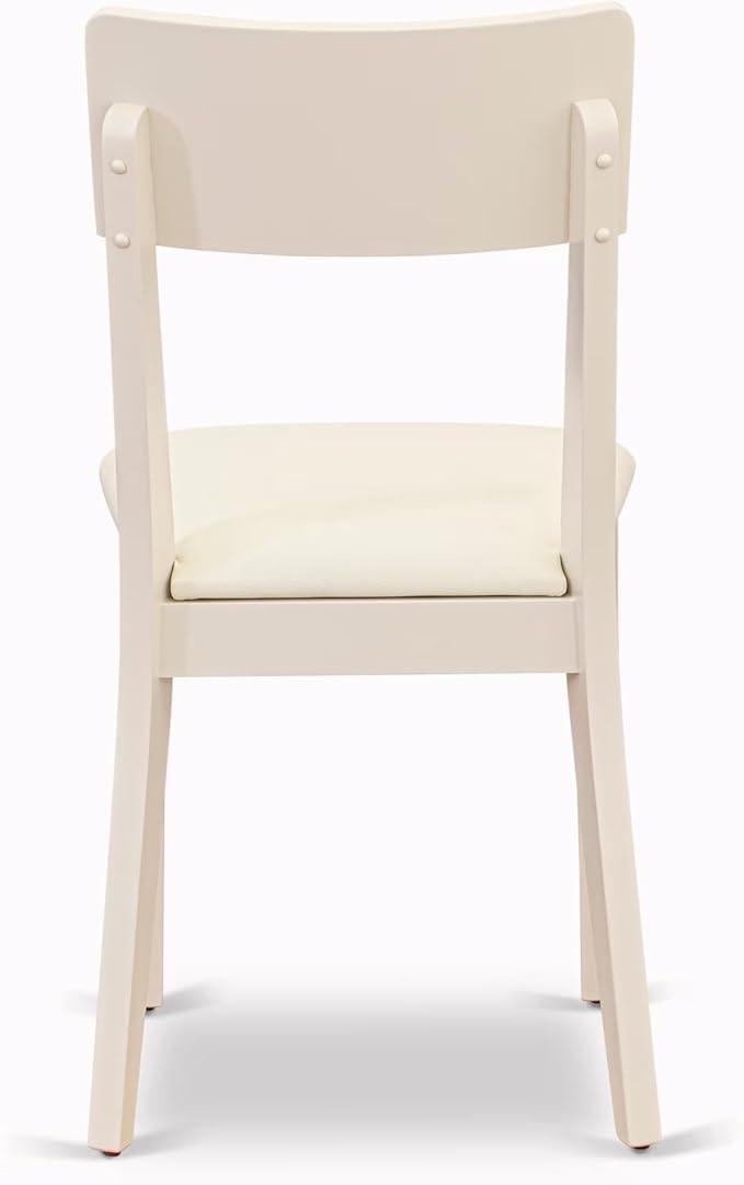 East West Furniture CAAD7-LWH-LC 7 Piece Dining Table Set Consist of a Rectangle Wooden Table and 6 Faux Leather Dining Room Chairs, 36x60 Inch, Linen White