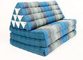 Leewadee 3-Fold Mat XXL with Triangle Cushion – Firm TV Pillow, Foldable Mattress with Cushion Made of Kapok, 67 x 31 inches, Light Blue
