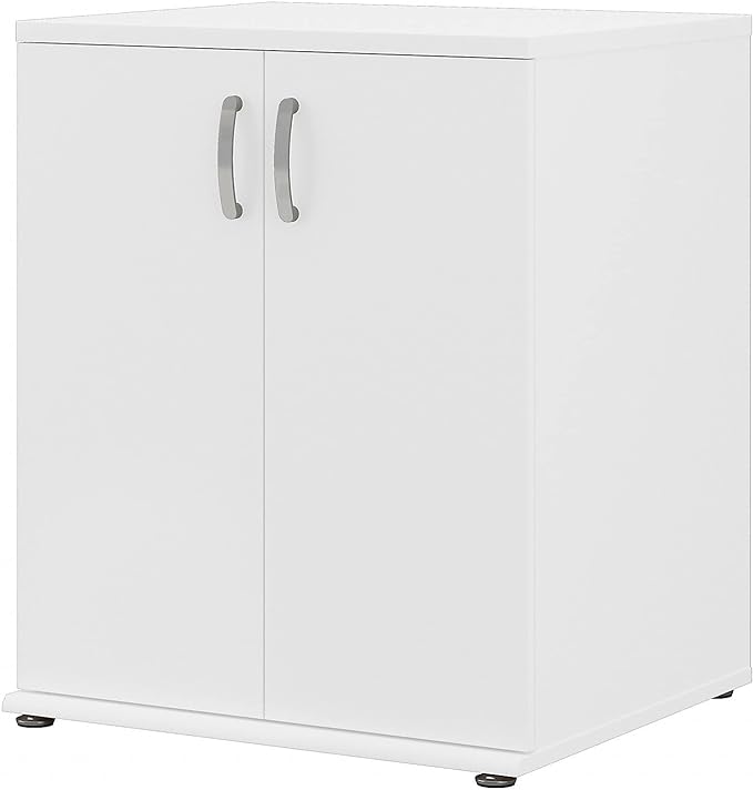 Bush Business Furniture Universal Floor Cabinet with Doors, Vertical Office Storage Unit with Adjustable Shelving for Workspace, White