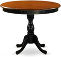 East West Furniture AMBA3-BCH-05 3 Piece Kitchen Table Set for Small Spaces Contains a Round Dining Table with Pedestal and 2 Grey Linen Fabric Parson Chairs, 36x36 Inch, Black & Cherry