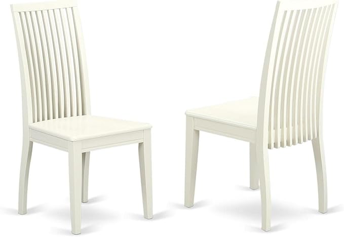East West Furniture ANIP5-LWH-W 5 Piece Modern Dining Table Set Includes a Round Kitchen Table with Pedestal and 4 Dining Room Chairs, 36x36 Inch, Linen White