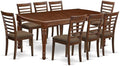 East West Furniture DOML9-MAH-C 9 Piece Kitchen Table Set Includes a Rectangle Dining Table with Butterfly Leaf and 8 Linen Fabric Upholstered Dining Chairs, 42x78 Inch, Mahogany