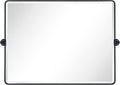 TEHOME 40x30'' Pivoting Bathroom Vanity Mirror Large Matt Black Metal Framed Rectangle Tilting Beveled Vanity Mirrors for Wall, Horizontal Hanging