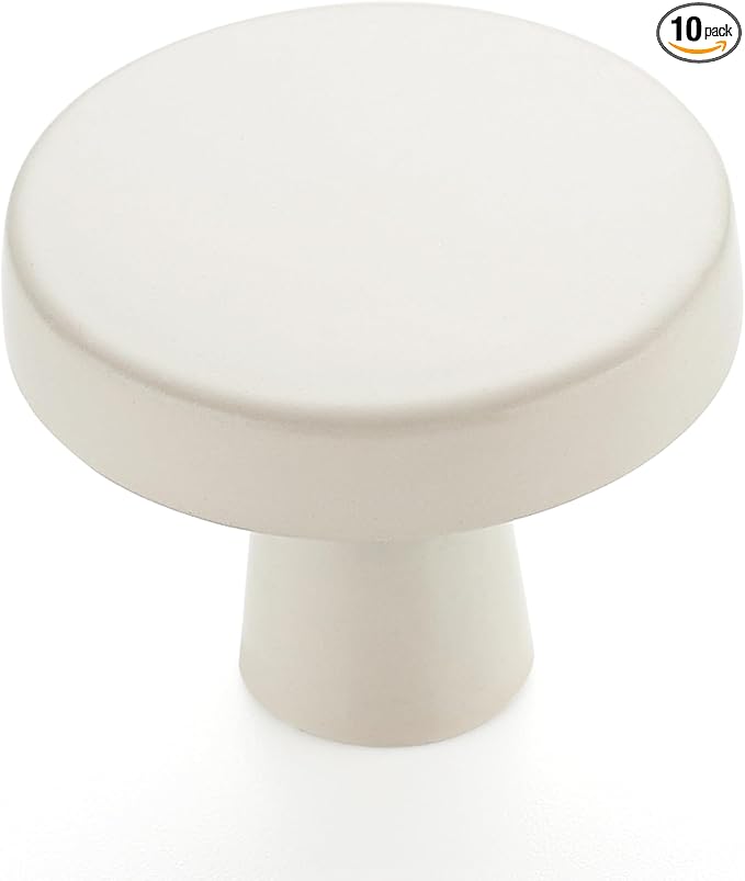 Ravinte 10 Pack Drawer Pulls 1-1/4 Inch White Kitchen Cabinet Knobs Solid Round Dresser Handles for Simple Cupboard Hardware