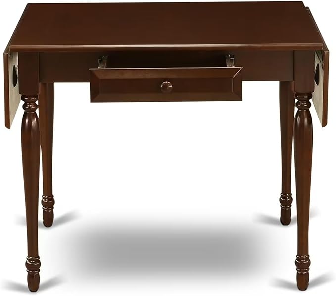 East West Furniture MZNO3-MAH-C 3 Piece Dinette Set for Small Spaces Contains a Rectangle Dining Table with Dropleaf and 2 Linen Fabric Dining Room Chairs, 36x54 Inch, Mahogany