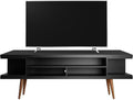 Manhattan Comfort Utopia 70.47" Freestanding Entertainment Center for Living Room, Mid Century Modern TV Stand with Shelves, Storage and Media Holes, Fits 65" Screens, Black