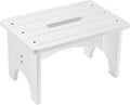 Wooden Step Stool for Adults, 9" Portable Wood Step Stool for Kids, Heavy Duty One Step Bedside Stool with 550 Lbs Load Capacity, Non-Slip White Foot Stool for Kitchen Bathroom Bedroom