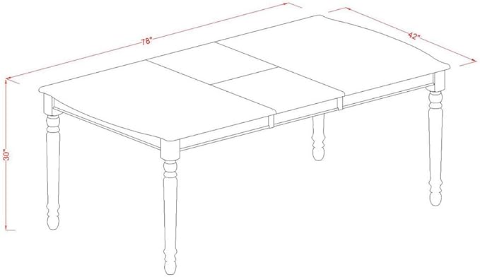 East West Furniture DOKE7-LWH-W 7 Piece Dining Set Consist of a Rectangle Dining Table with Butterfly Leaf and 6 Kitchen Chairs, 42x78 Inch, Linen White