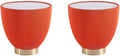 Manhattan Comfort Anderson Modern 18.43" Round End Table 2.0 - Ceramic Marble Tabletop, Elegant Pleated Leatherette Design & Gold Stainless Steel Base, Fully Assembled, Set of 2, Orange