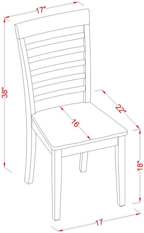East West Furniture CAML5-MAH-W 5 Piece Kitchen Table Set for 4 Includes a Rectangle Dining Room Table and 4 Dining Chairs, 36x60 Inch, Mahogany