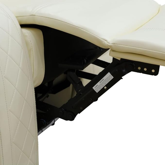Electric Power Recliner Chair Living Room Furniture, Comfy Wide Lazy Home Theater Breathing Leather Seating with USB 2.0 Charging Ports, LED Light Strips (White)