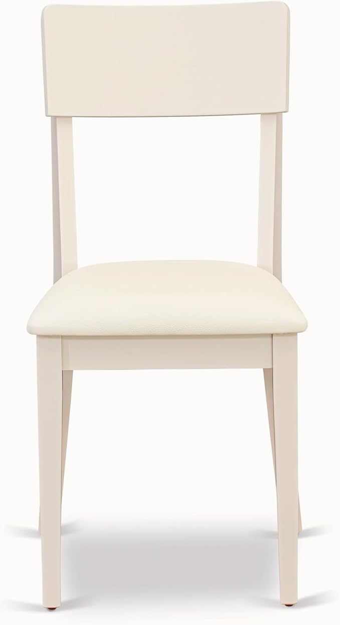East West Furniture CAAD5-LWH-LC 5 Piece Dining Room Table Set Includes a Rectangle Kitchen Table and 4 Faux Leather Upholstered Dining Chairs, 36x60 Inch, Linen White
