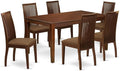East West Furniture CAIP7-MAH-C 7 Piece Dining Table Set Consist of a Rectangle Kitchen Table and 6 Linen Fabric Kitchen Dining Chairs, 36x60 Inch, Mahogany