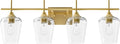 VONLUCE Bathroom Vanity Light, 4 Light Bathroom Light Fixture Over Mirror, Bathroom Wall Lamp with Clear Glass, Modern Gold Vanity Lighting fixtures for Bathroom, Bedroom, Hallway