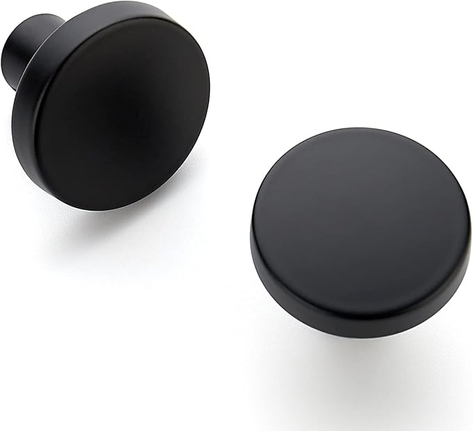 Ravinte 15 Pack Drawer Pulls 1-1/4 Inch Matte Black Kitchen Cabinet Knobs Solid Round Dresser Handles for Simple Cupboard Hardware