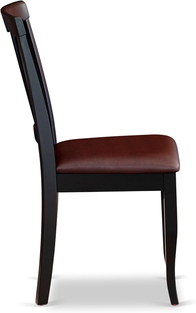 East West Furniture ANAV5-BLK-LC 5 Piece Dinette Set for 4 Includes a Round Kitchen Table with Pedestal and 4 Faux Leather Dining Room Chairs, 36x36 Inch, Black & Cherry