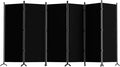 Room Divider 6-Panel Privacy Screen, Portable Screen Steel Frame with Hook&Loop for Home, Office, Classroom, Studio, Meeting (Black)