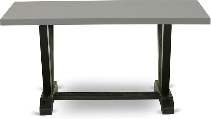 East West Furniture V696DR124-5 5 Piece Kitchen Table Set for 4 Includes a Rectangle Dining Room Table with V-Legs and 4 Black Color Linen Fabric Upholstered Chairs, 36x60 Inch, Multi-Color