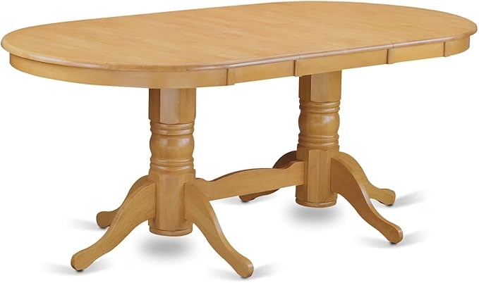 East West Furniture VAAN5-OAK-C 5 Piece Dining Table Set for 4 Includes an Oval Kitchen Table with Butterfly Leaf and 4 Linen Fabric Kitchen Dining Chairs, 40x76 Inch, Oak